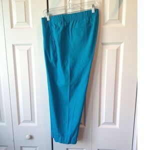J Jill XL Petite XLP Linen Stretch Cropped Pants Turquoise Aqua